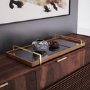 Bandeja Decorativa com Alça Dourada Elegance