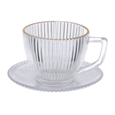 Jogo 6 Xicaras para Chá Graffiato de Vidro com Borda Dourada 260ml