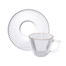 Jogo 6 Xicaras para Chá Graffiato de Vidro com Borda Dourada 260ml