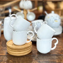 Jogo de 4 Xícaras de Café com Pires de Bambu