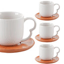 Jogo de 4 Xícaras de Café com Pires de Bambu